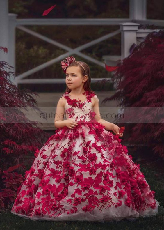 Fuchsia Floral Cross Back Flower Girl Dress Fuchsia Floral Cross Back Flower Girl Dress